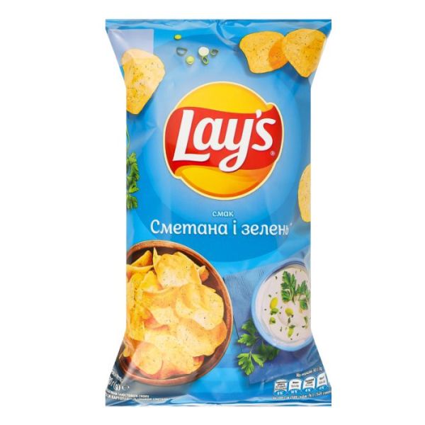 Чипси картопляні зі смаком сметани і зелені Lay's м/у 120г