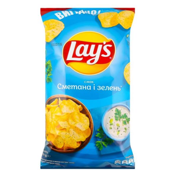Чипси картопляні зі смаком сметани і зелені Lay's м/у 170г
