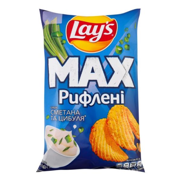 Чипси Сметана-цибуля Lays MAX Ridged 95г