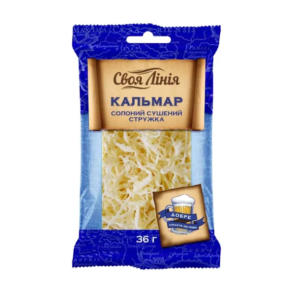 Стружка кальмару 36г Своя Лінія сушена солона